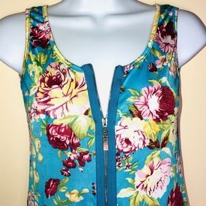 Dresses | Turquoise Pink Floral Print Sleeveless Dress | Poshmark